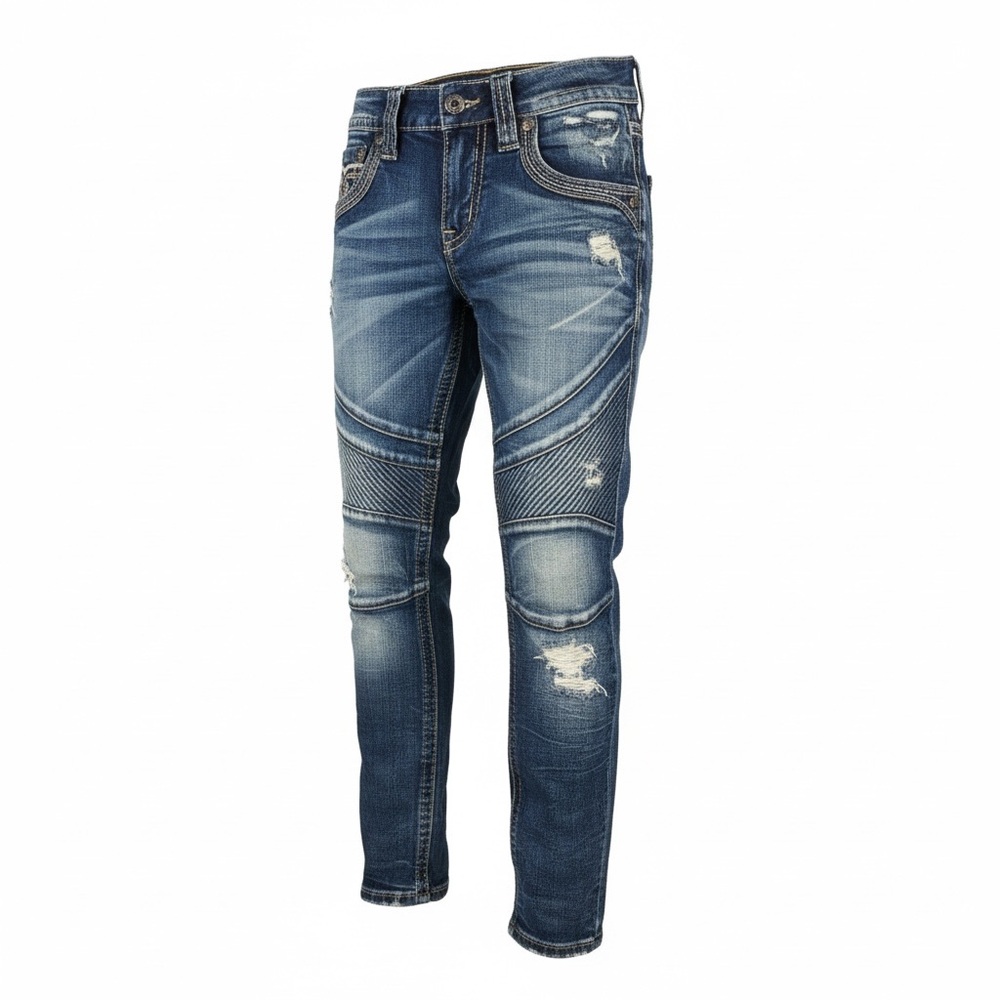 Rock Revival Chase Biker Dark Blue Relaxed Men's Jeans collectors edition - Picture 2 of 13